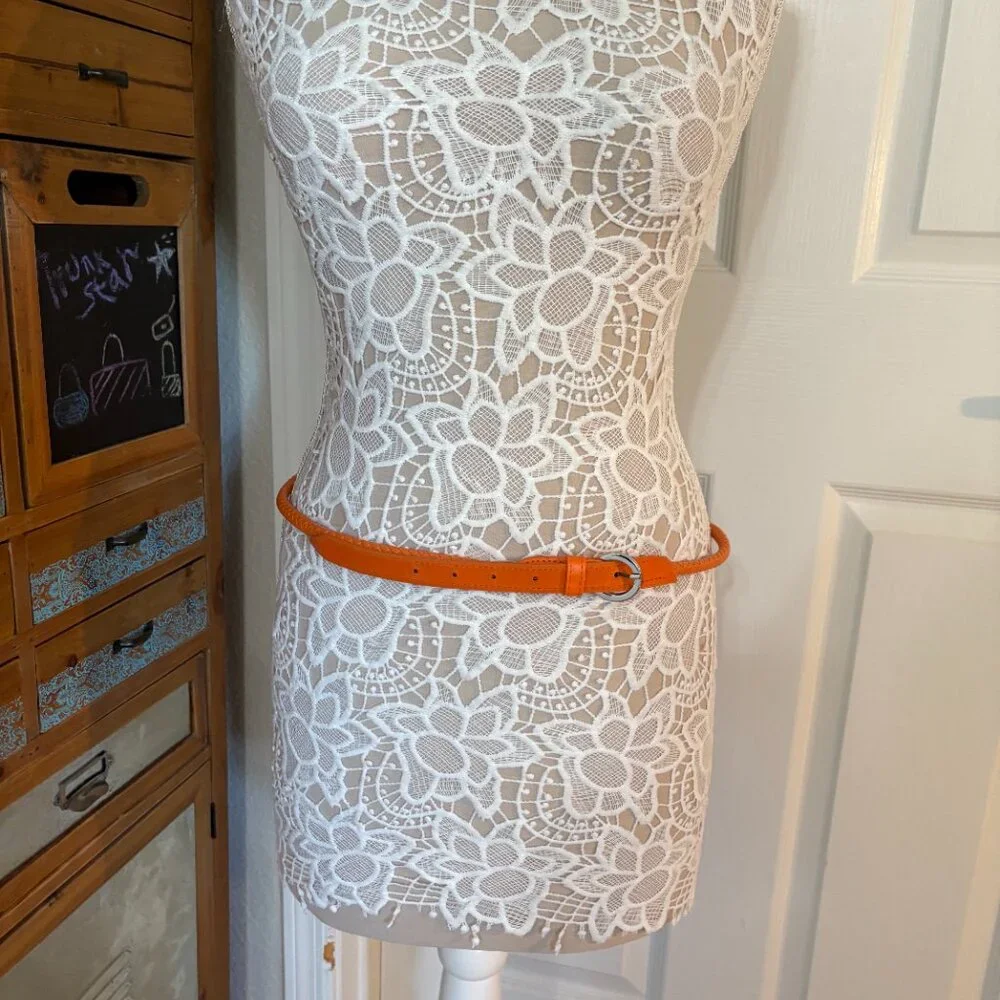 Belt - Women's - Orange Rope Design - Silver Buckle - Size: LG - NWT